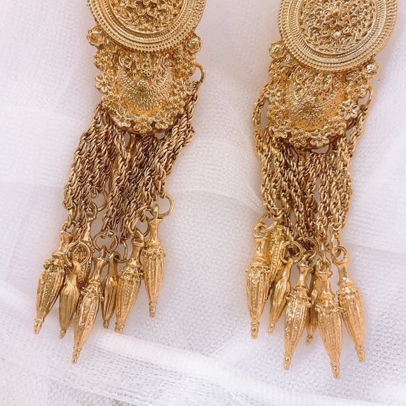 Zara Gold Greek Chain Dangle Earrings - Picture 6 of 6